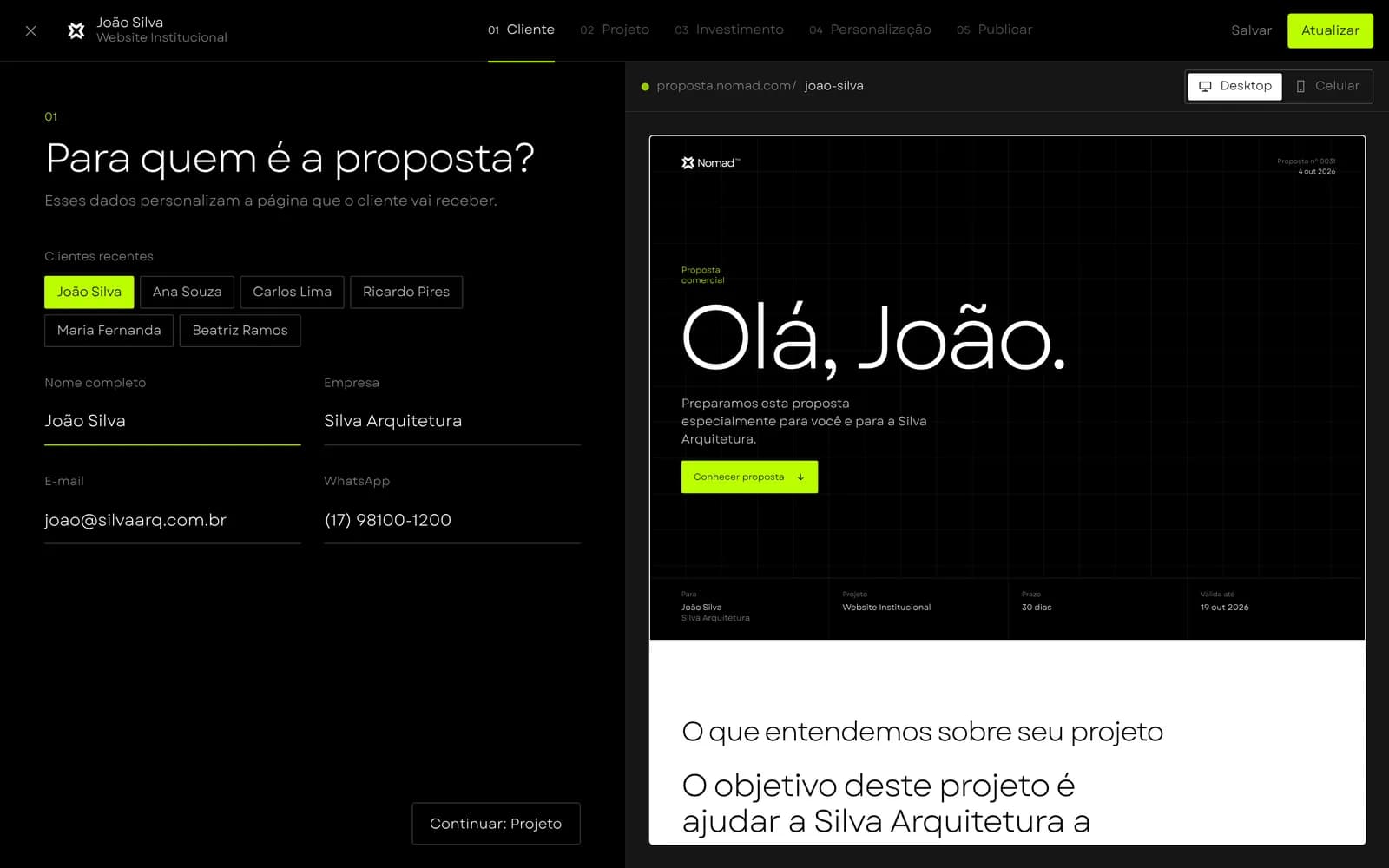 Nomad Proposal — Personalizar